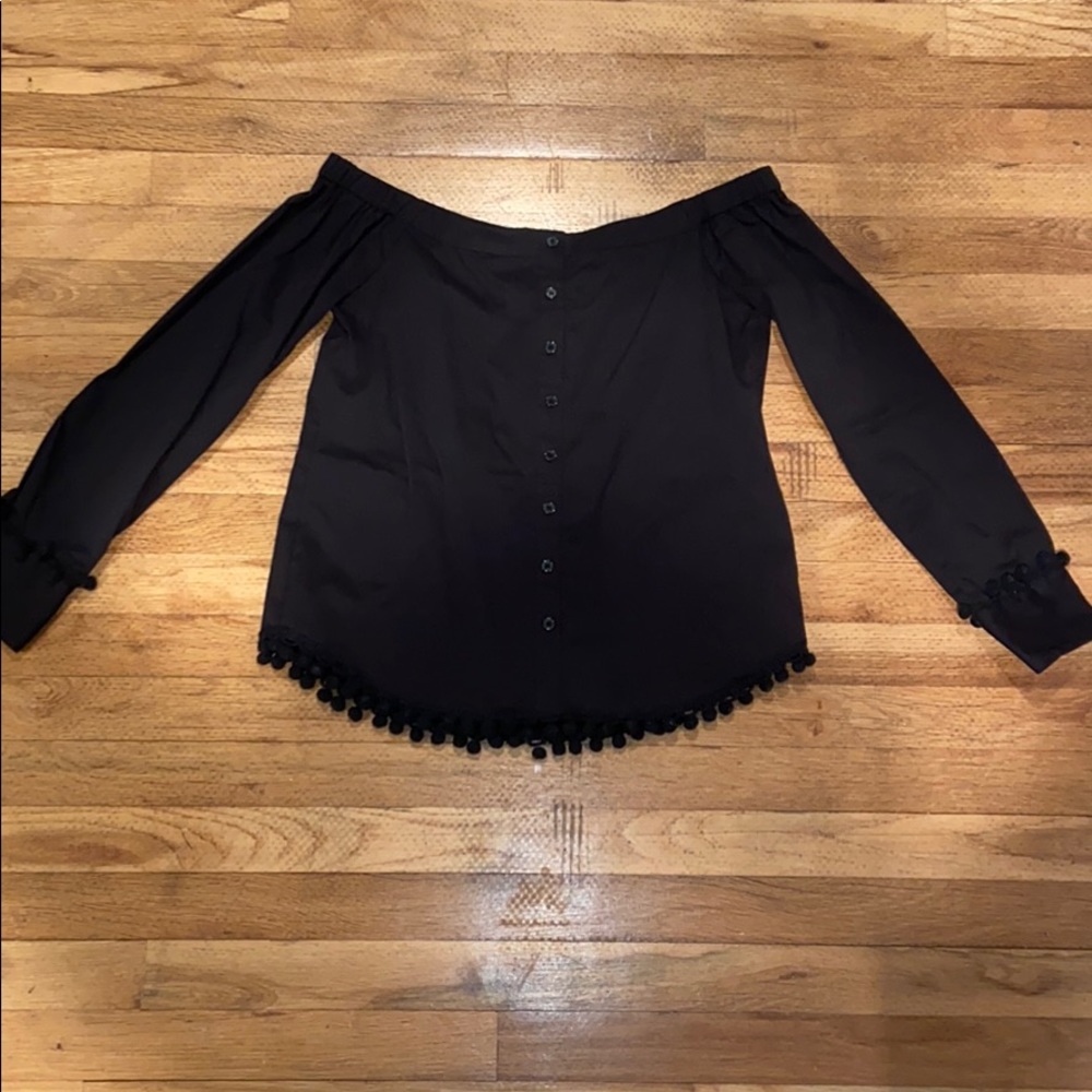 Off the shoulder button down shirt